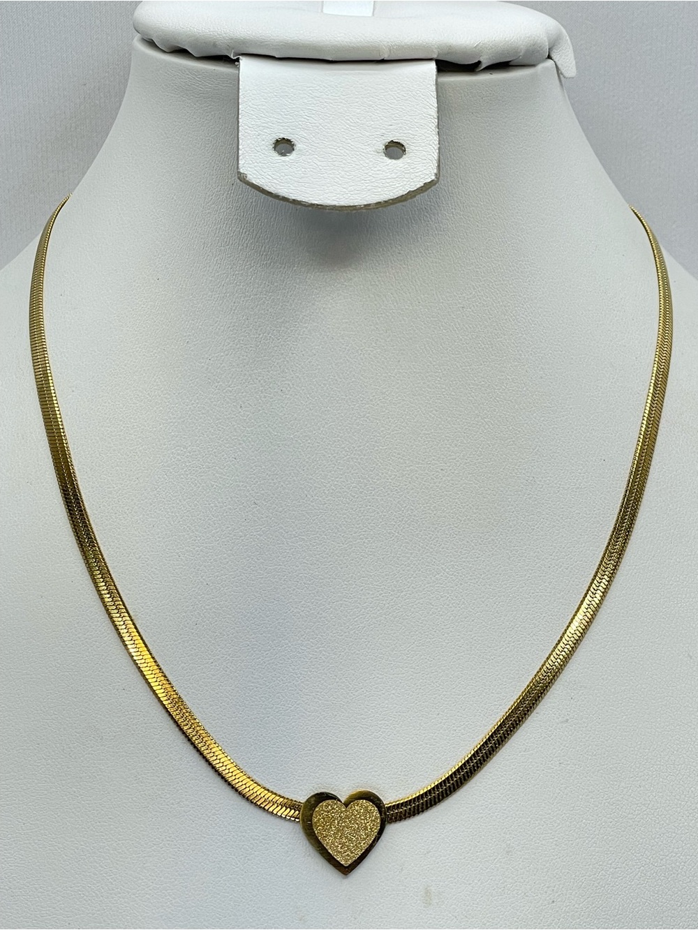 Gold Heart Flat Snake Chain Necklace Minimalist Romantic Streetwear Classic Boho